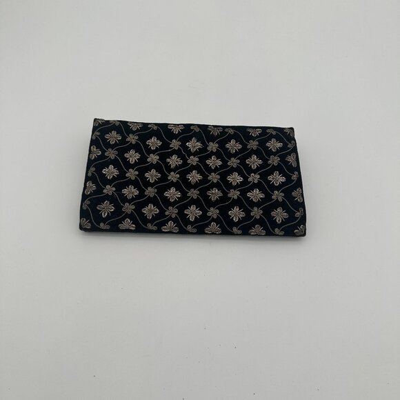Vintage Black & Gold Embroidered Clutch Bag By Ivory Palace With Snap Closure - Picture 3 of 6